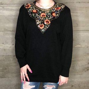 Vintage '80s '90s Sequin Embellished Yoke Sweater